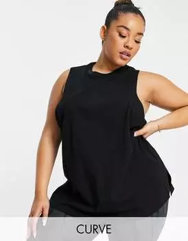 Черный хлопковый жилет с прорезями для рук ASOS 4505 Curve icon