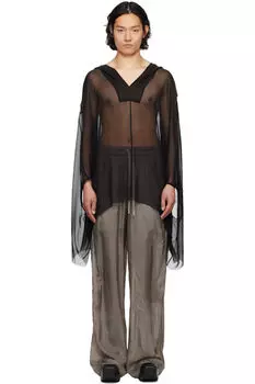 Черный худи-кафтан с капюшоном Hollywood Rick Owens