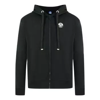 Черный худи на молнии с логотипом North Sails, черный