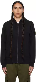 Черный худи на молнии Stone Island