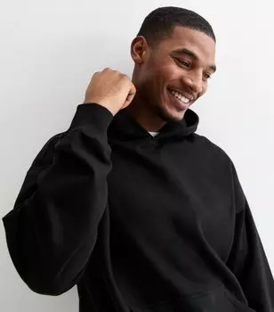 Черный худи оверсайз из смесового хлопка New Look, черный