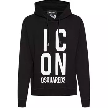 Черный худи с большим жирным логотипом и логотипом Dsquared2, черный