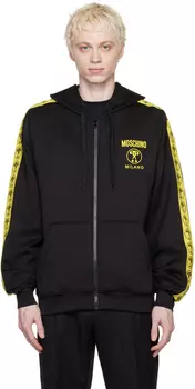 Черный худи с двойным вопросительным знаком Moschino
