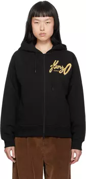 Черный худи с графическим рисунком Paris Kenzo