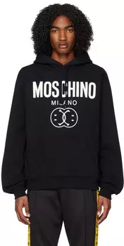 Черный худи с принтом Moschino