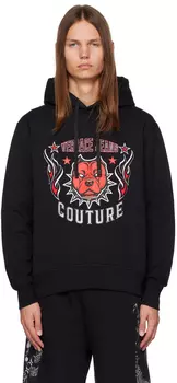 Черный худи с вышивкой Versace Jeans Couture