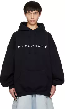 Черный худи с вышивкой VETEMENTS