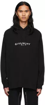 Черный худи с вывернутым вафельным логотипом Givenchy