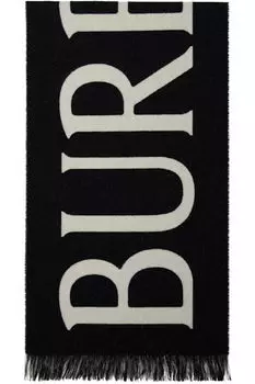 Черный и белый шарф с надписью «Burberry»