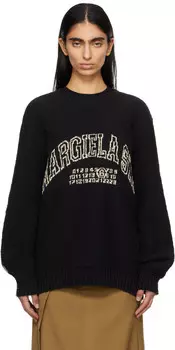 Черный и бежевый студенческий жаккардовый свитер MM6 Maison Margiela