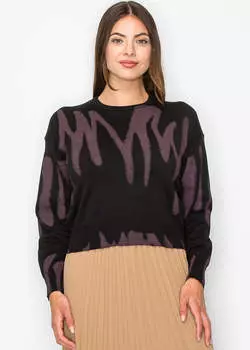 Черный и лиловый свитер с абстрактным принтом Yal New York