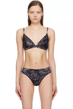 Черный и серый бюстгальтер Barocco Versace Underwear