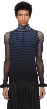 Черный и синий топ с 3D-полосками Jean Paul Gaultier