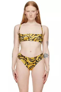 Черный и желтый бюстгальтер Barocco Versace Underwear