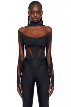 Черный Иллюзионный Боди Mugler