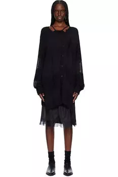 Черный кардиган 5G с обработкой случайных повреждений YOHJI YAMAMOTO