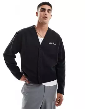 Черный кардиган ASOS DESIGN с принтом Luxe Studios на груди