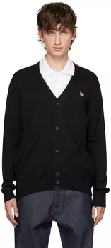 Черный кардиган из трехцветной лисы Maison Kitsune