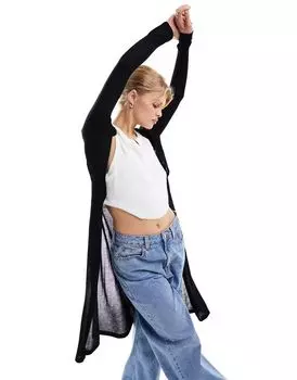 Черный кардиган миди на пуговицах Pimkie