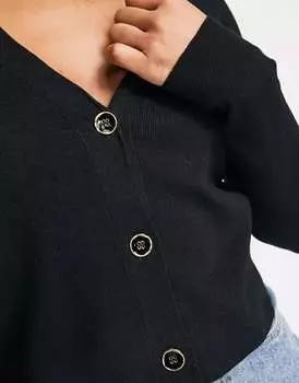 Черный кардиган на пуговицах New Look