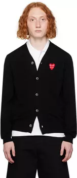 Черный кардиган с двойным сердцем Comme des Garons