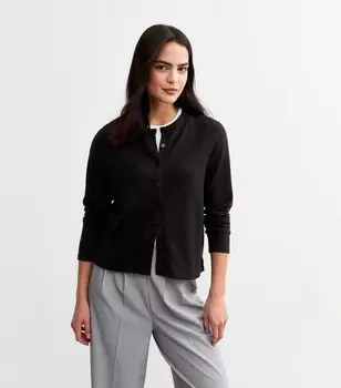 Черный кардиган с круглым вырезом Soft Touch New Look, черный