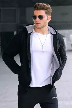 Черный кардиган с мехом внутри 22377 MADMEXT