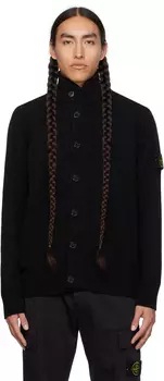 Черный кардиган с нашивками Stone Island