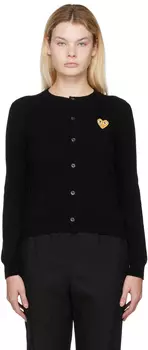 Черный кардиган с нашивкой в ​​виде сердца Comme des Garçons Play