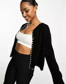 Черный кардиган с объемной строчкой ASOS DESIGN