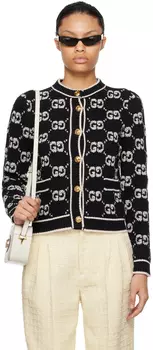 Черный кардиган с узором GG Gucci