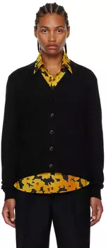 Черный кардиган с Y-образным вырезом Dries Van Noten