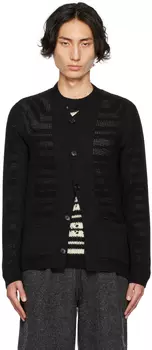 Черный кардиган с Y-образным вырезом Dries Van Noten