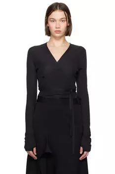 Черный кардиган с запахом LEMAIRE