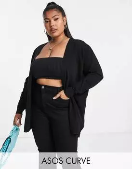Черный кардиган тонкой вязки ASOS DESIGN Curve