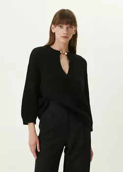Черный кашемировый свитер с детализацией troc Valentino