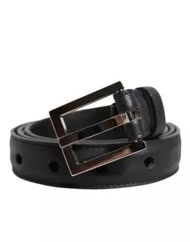 Черный классический ремень из телячьей кожи с пряжкой Dolce & Gabbana, Black
