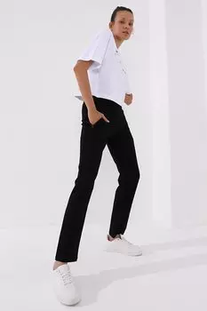 Черный классический женский спортивный костюм с карманом на молнии и удобной формой TOMMYLIFE