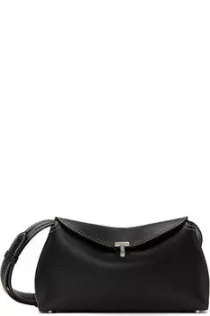 Черный клатч T-Lock из зернистой кожи TOTEME