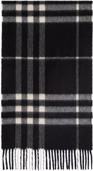 Черный клетчатый кашемировый шарф Burberry