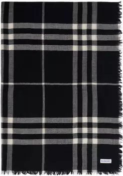 Черный клетчатый шарф Burberry