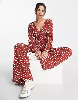 Черный комбинезон из крепа с пуговицами на спине и длинными рукавами ASOS DESIGN