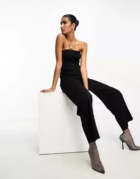 Черный комбинезон кармен River Island с корсетным лифом