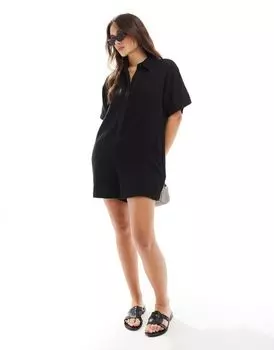Черный комбинезон-рубашка ASOS DESIGN