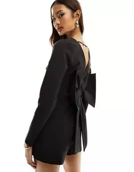 Черный комбинезон с бантом на спине River Island
