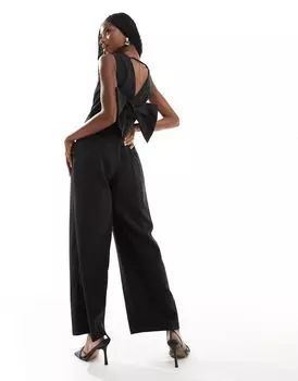 Черный комбинезон с бантом на спине River Island