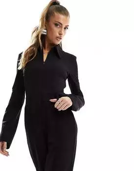 Черный комбинезон с молнией NA-KD X Paola Cossentino