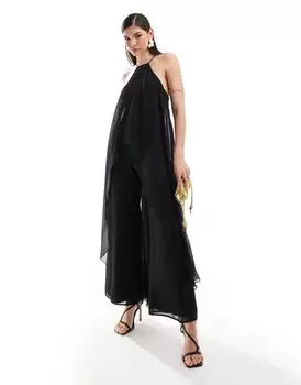 Черный комбинезон с открытой бретелькой ASOS DESIGN