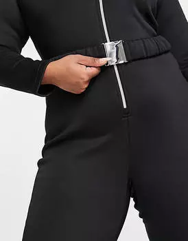 Черный комбинезон с поясом Threadbare Plus Ski