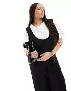 Черный комбинезон с широкими штанинами ASOS DESIGN Curve 2 в 1